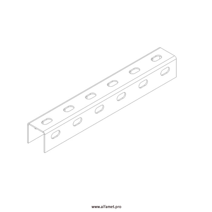 Профиль монтажный U-образный перфорированный 40х40х3000 (2,5 мм)